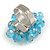 Light Blue Glass Bead Cluster Ring in Silver Tone Metal - Adjustable 7/8 - view 5