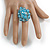 Light Blue Glass Bead Cluster Ring in Silver Tone Metal - Adjustable 7/8 - view 3