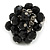 Black Glass Bead Cluster Ring in Silver Tone Metal - Adjustable 7/8 - view 4