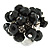 Black Glass Bead Cluster Ring in Silver Tone Metal - Adjustable 7/8 - view 2