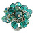 Teal Glass Bead Cluster Ring in Silver Tone Metal - Adjustable 7/8 - view 2