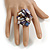 Blue Purple Sea Shell Nugget and Cream Faux Freshwater Pearl Cluster Silver Tone Ring - 7/8 Size - Adjustable - view 3