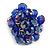 Navy Blue Glass Bead Cluster Ring in Silver Tone Metal - Adjustable 7/8 - view 5