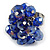 Navy Blue Glass Bead Cluster Ring in Silver Tone Metal - Adjustable 7/8 - view 6