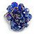 Navy Blue Glass Bead Cluster Ring in Silver Tone Metal - Adjustable 7/8 - view 2