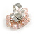 Light Pink Glass Bead Cluster Ring in Silver Tone Metal - Adjustable 7/8 - view 5