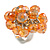 Orange Glass Bead Cluster Ring in Silver Tone Metal - Adjustable 7/8 - view 2