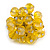 Lemon Yellow Glass Bead Cluster Ring in Silver Tone Metal - Adjustable 7/8 - view 6