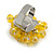 Lemon Yellow Glass Bead Cluster Ring in Silver Tone Metal - Adjustable 7/8 - view 4