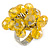 Lemon Yellow Glass Bead Cluster Ring in Silver Tone Metal - Adjustable 7/8 - view 2