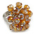 Light Brown Glass Bead Cluster Ring in Silver Tone Metal - Adjustable 7/8 - view 2
