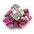 Fuchsia Pink Sea Shell Nugget Cluster Silver Tone Ring - 7/8 Size - Adjustable - view 5