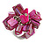 Fuchsia Pink Sea Shell Nugget Cluster Silver Tone Ring - 7/8 Size - Adjustable - view 2