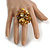 Antique Yellow Sea Shell Nugget Cluster Silver Tone Ring - 7/8 Size - Adjustable - view 3