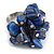 Blue Sea Shell Nugget Cluster Silver Tone Ring - 7/8 Size - Adjustable