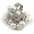 White/ Cream Faux Pearl Bead Cluster Ring in Silver Tone Metal - Adjustable 7/8 - view 5