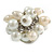 White/ Cream Faux Pearl Bead Cluster Ring in Silver Tone Metal - Adjustable 7/8 - view 6