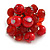 Red Glass and Ceramic Bead Cluster Ring in Silver Tone Metal - Adjustable 7/8 - view 4