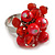 Red Glass and Ceramic Bead Cluster Ring in Silver Tone Metal - Adjustable 7/8 - view 5