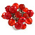 Red Glass and Ceramic Bead Cluster Ring in Silver Tone Metal - Adjustable 7/8