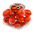 Orange Glass and Ceramic Bead Cluster Ring in Silver Tone Metal - Adjustable 7/8 - view 4