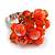 Orange Glass and Ceramic Bead Cluster Ring in Silver Tone Metal - Adjustable 7/8 - view 5