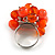 Orange Glass and Ceramic Bead Cluster Ring in Silver Tone Metal - Adjustable 7/8 - view 6