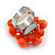 Orange Glass and Ceramic Bead Cluster Ring in Silver Tone Metal - Adjustable 7/8 - view 7