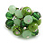 Green Glass and Ceramic Bead Cluster Ring in Silver Tone Metal - Adjustable 7/8 - view 2