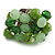 Green Glass and Ceramic Bead Cluster Ring in Silver Tone Metal - Adjustable 7/8 - view 4