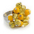 Yellow Glass and Ceramic Bead Cluster Ring in Silver Tone Metal - Adjustable 7/8 - view 2