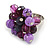 Purple/Lavender Glass and Ceramic Bead Cluster Ring in Silver Tone Metal - Adjustable 7/8 - view 2