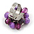 Purple/Lavender Glass and Ceramic Bead Cluster Ring in Silver Tone Metal - Adjustable 7/8 - view 4