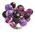 Purple/Lavender Glass and Ceramic Bead Cluster Ring in Silver Tone Metal - Adjustable 7/8