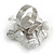 White/Transparent Glass and Ceramic Bead Cluster Ring in Silver Tone Metal - Adjustable 7/8 - view 3