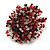 45mm Diameter Red/Black/Transparent Glass Bead Flower Stretch Ring/ Size S/M - view 5