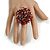 45mm Diameter Red/Black/Transparent Glass Bead Flower Stretch Ring/ Size S/M - view 3