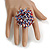 45mm Diameter Red/Blue/Transparent/White Glass Bead Flower Stretch Ring/ Size M - view 3