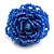 40mm Diameter/Cobal Blue/Iridescent Glass Bead Layered Flower Flex Ring/ Size M - view 6