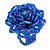 40mm Diameter/Cobal Blue/Iridescent Glass Bead Layered Flower Flex Ring/ Size M