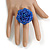 40mm Diameter/Cobal Blue/Iridescent Glass Bead Layered Flower Flex Ring/ Size M - view 3