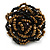 40mm Diameter/Bronze/Black Glass Bead Layered Flower Flex Ring/ Size M - view 2