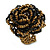 40mm Diameter/Bronze/Black Glass Bead Layered Flower Flex Ring/ Size M - view 7
