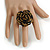 40mm Diameter/Bronze/Black Glass Bead Layered Flower Flex Ring/ Size M - view 3