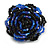 40mm Diameter/Black/ Admiral Blue Glass Bead Layered Flower Flex Ring/ Size M/L - view 2