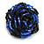 40mm Diameter/Black/ Admiral Blue Glass Bead Layered Flower Flex Ring/ Size M/L - view 5