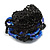 40mm Diameter/Black/ Admiral Blue Glass Bead Layered Flower Flex Ring/ Size M/L - view 4