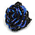 40mm Diameter/Black/ Admiral Blue Glass Bead Layered Flower Flex Ring/ Size M/L - view 6