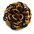 40mm Diameter/Black/Gold Glass Bead Layered Flower Flex Ring/ Size M - view 4