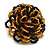 40mm Diameter/Black/Gold Glass Bead Layered Flower Flex Ring/ Size M - view 5